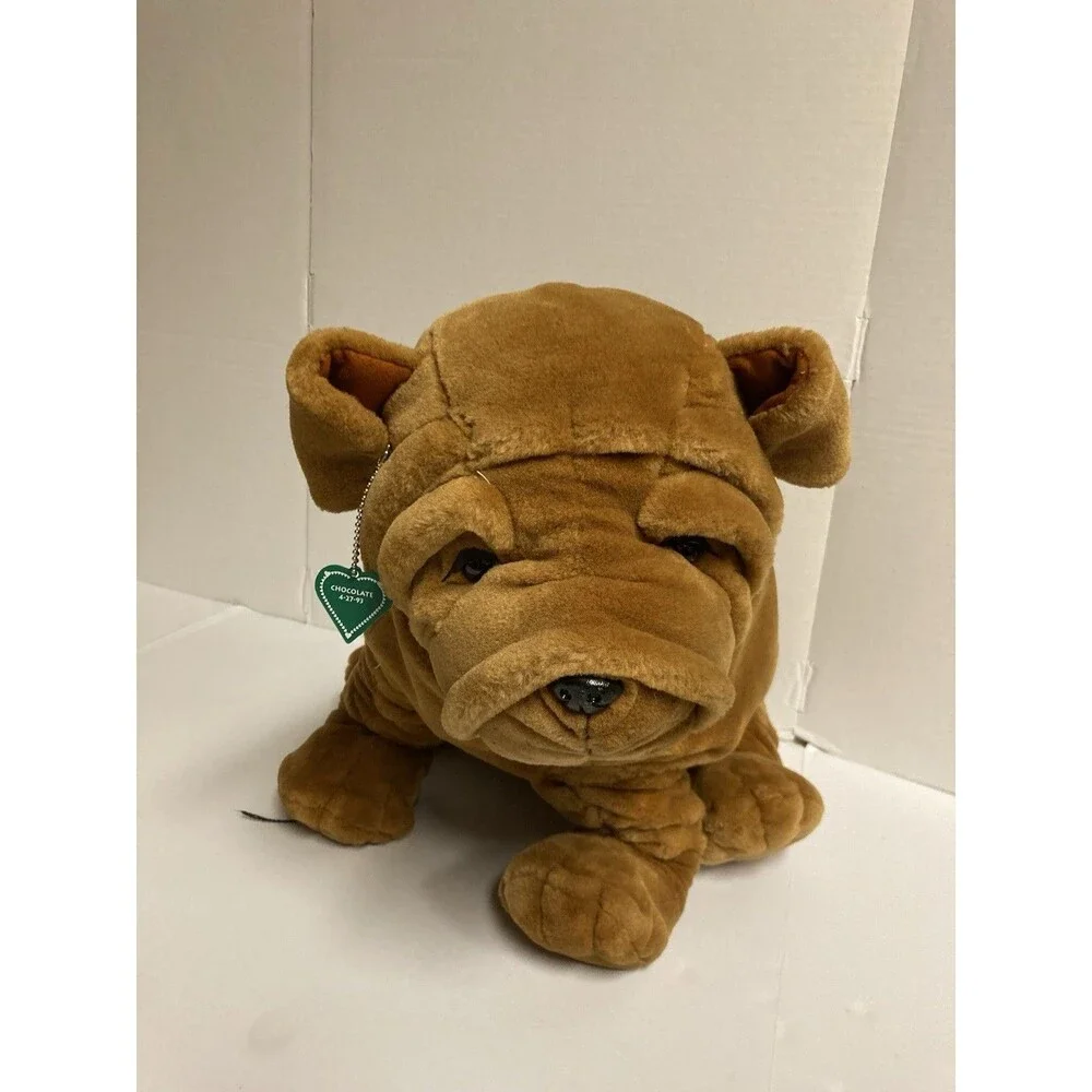 FAO Schwarz Fifth Avenue Chocolate Brown Bulldog Plush w/ Tag, Vintage 1993